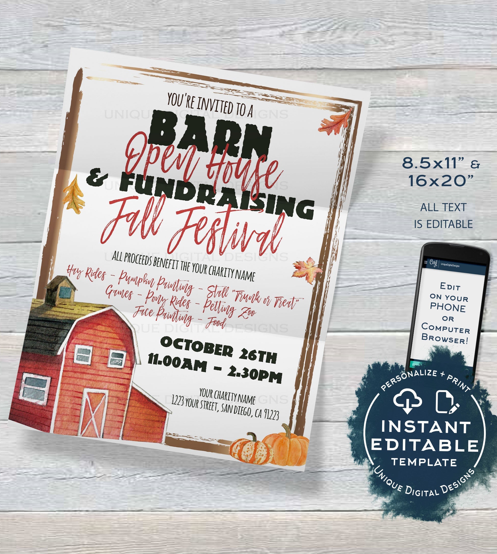 Fall Open Open House Invitations Printable Fall