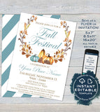 PTA Fall Festival Poster, Editable Fall Harvest Invitation, Printable School Halloween Flyer, Community Church Sign Printable INSTANT ACCESS