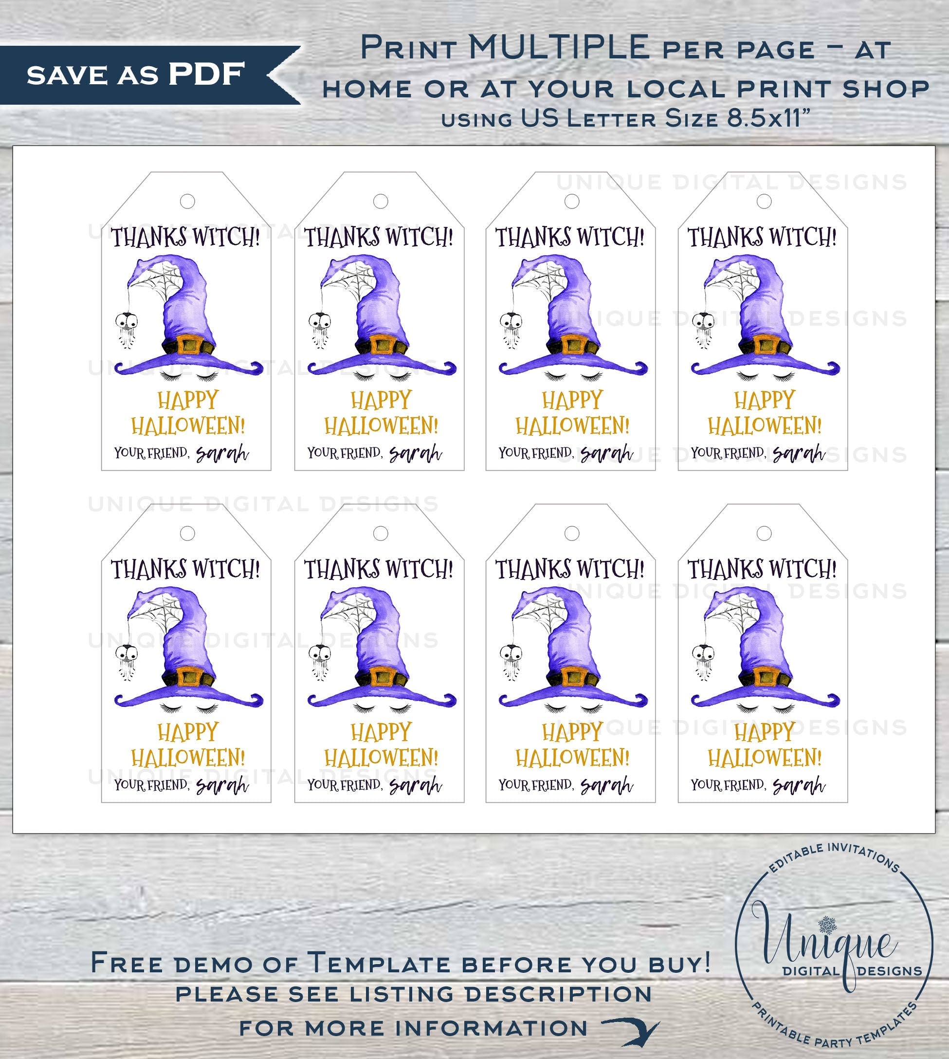 Editable Halloween Favor Tags, Thanks Witch Personalized Halloween Tag editable-halloween-favor-tags-thanks-witch-personalized-halloween-tag