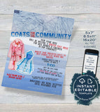 Editable Winter Coat Drive Flyer, Coats for the Community Fundraiser Invitation, Church Jacket Donation Charity Printable PTA INSTANT ACCESS