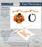 Our Little Turkey Banner Template, Editable Fall Baby Bunting Flags, Thanksgiving 1st Birthday Decor, diy Printable Template INSTANT ACCESS