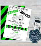 Ghoul or Booy Gender Reveal Invitation, Editable Halloween Reveal Invite He or She Witch will baby be Ghost Digital Printable INSTANT ACCESS