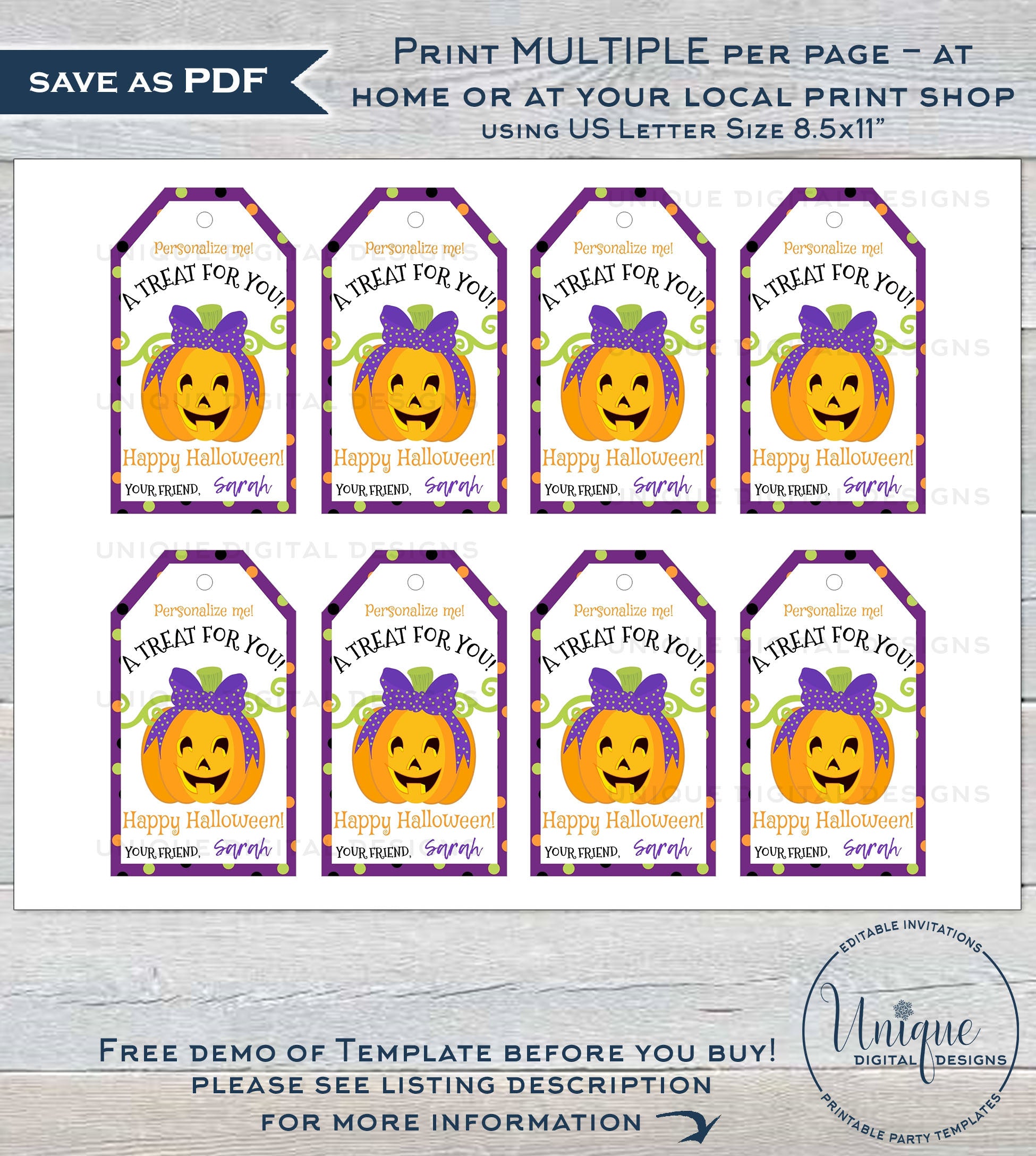 Editable Halloween Favor Tags, Girls Pumpkin Personalized Halloween Ta editable-halloween-favor-tags-girls-pumpkin-personalized-halloween-ta