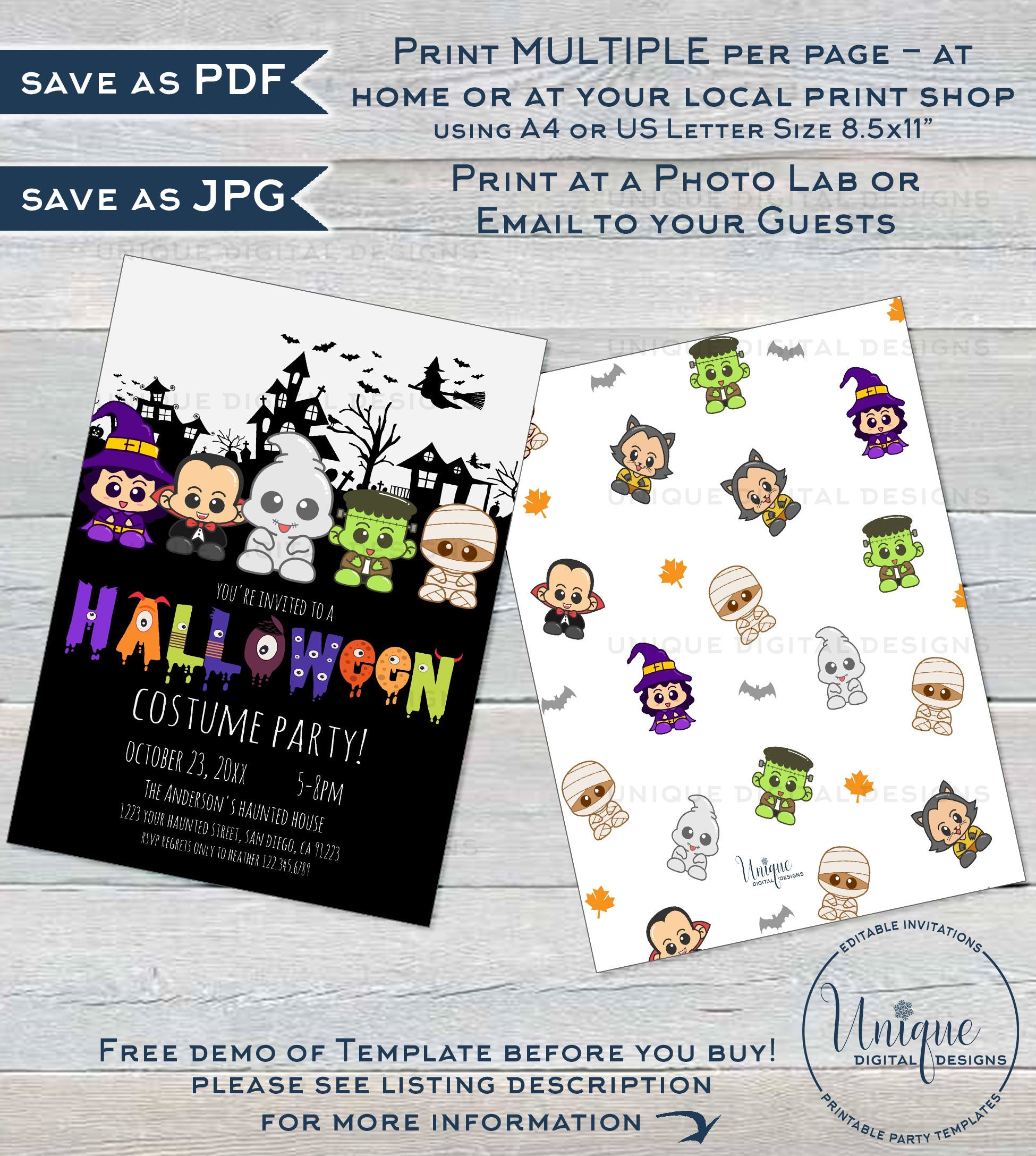 Halloween Costume Party Invitation, Editable Halloween Party Invite, N halloween-costume-party-invitation-editable-halloween-party-invite-n