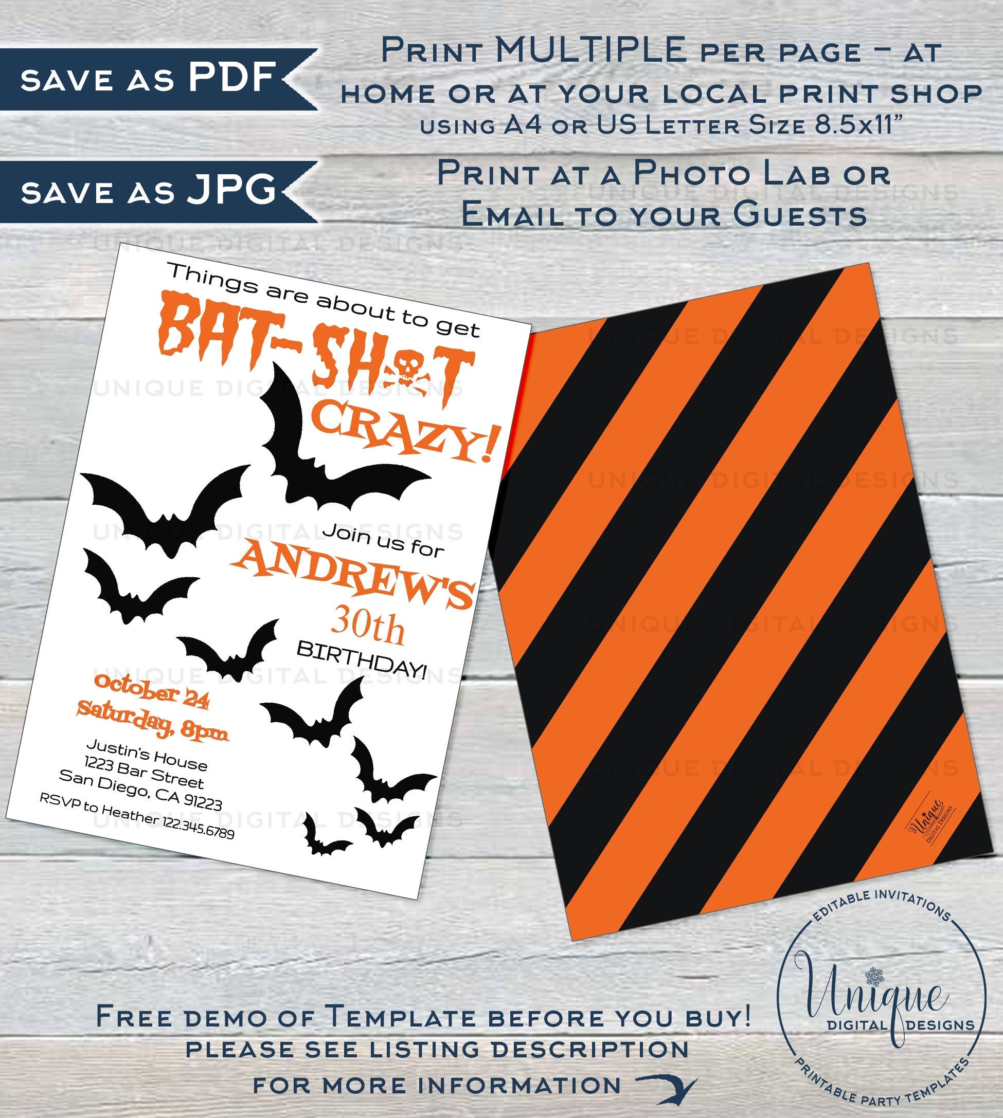 batshit-crazy-birthday-invitation-editable-halloween-birthday-invite for Free Printable 30th Birthday Invitations Batshit crazy Birthday Invitation, Editable Halloween Birthday Invite, for Free Printable 30th Birthday Invitations