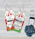 Editable Elf Favor Tags, Gifts from your Elf Personalized Tag ideas, Naughty or Nice Printable Christmas Thank You, Gift Tag INSTANT ACCESS