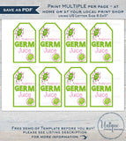 Editable Hand Sanitizer Tags, Kids Germ Juice, Personalized Teacher Favor Tags, Clean Hands Classroom PTA Printable Gifts INSTANT ACCESS