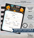 Little Pumpkin Gender Reveal Party, Cast your Vote Sign, Editable Baby Staches or Lashes, Prediction Chalkboard Printable