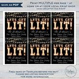 Editable Lets Get Lit Wine Bottle New Years Eve Gift, Let&#39;s Get Lit Personalized Holiday Wine Labels Printable Gift for Adult INSTANT ACCESS