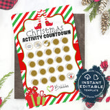 Editable Scratch Off Elf Countdown to Christmas Advent Calendar, Personalized Elf Activity Calendar Printable Advent Calendar INSTANT ACCESS