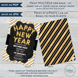 New Years Eve Invitation Celebration Invite, Editable 2020 New Years Eve Party Glitter Champagne Printable Personalized INSTANT ACCESS 5x7