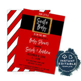 Santa Baby Shower Invitation Kit, Editable Christmas Baby Shower Invite, December Baby Santa Claus Winter Printable Templates INSTANT ACCESS
