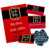 Santa Baby Shower Invitation Kit, Editable Christmas Baby Shower Invite, December Baby Santa Claus Winter Printable Templates INSTANT ACCESS