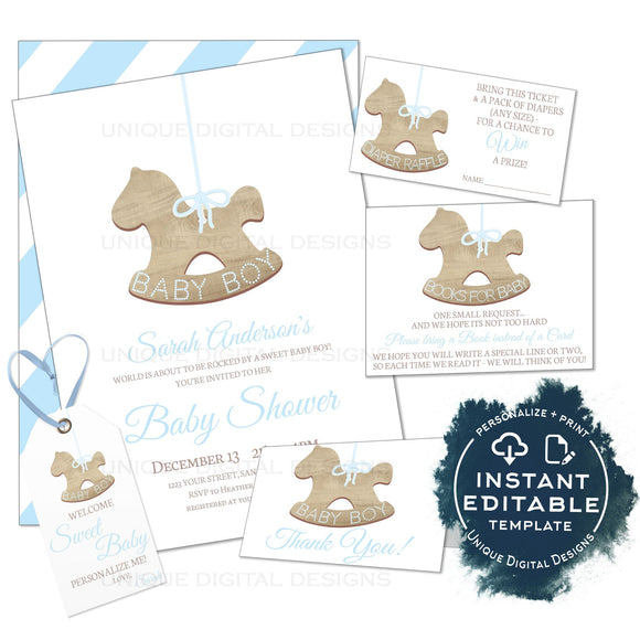 Editable Rustic Baby Boy Shower Invitation Kit, Sweet Baby Elegant Christmas Ornament, Personalized Baby Sprinkle Printable INSTANT ACCESS