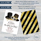 Editable New Years Eve Invitation, 2020 New Years Eve Party, Black Tie Birthday Party, Ring in Champagne, Printable Template INSTANT ACCESS