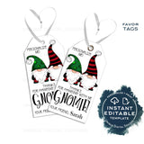 Editable Hangin&#39; with my Gnomies Christmas Gift Tags, Personalized Holiday Tags, Kids Gift Labels Present Printable Favor Tag INSTANT ACCESS