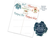 Editable Christmas Gender Reveal Signs, Ugly Christmas Sweater Old Wives Tales Cast Vote He or She Baby Boy or Girl Printable INSTANT ACCESS