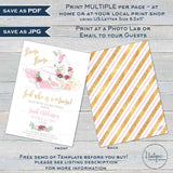 Editable Llama Baby Shower Invitation Kit, Llama Llama Mama Baby Girl Floral Watercolor, Personalized Baby Sprinkle Printable
