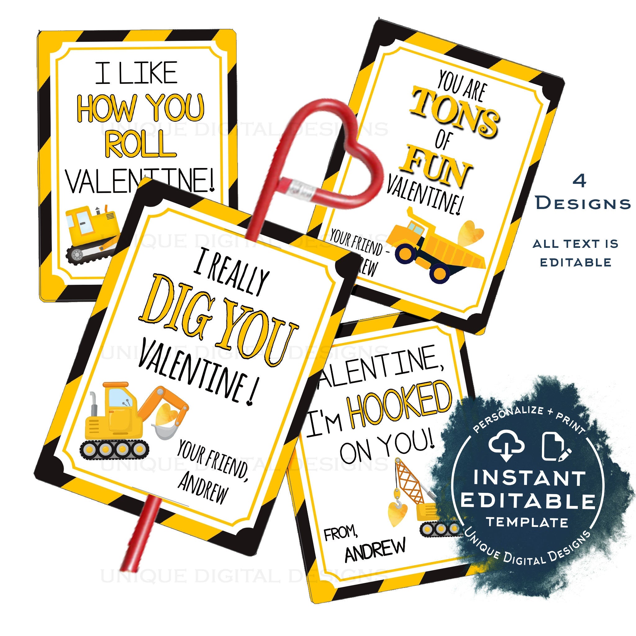 INSTANT DOWNLOAD Printable I'm Hooked on You Favor Tags Happy