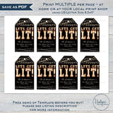 Editable Let&#39;s Get Lit New Years Eve Party Invitation, Lets Get Drunk Holiday Party Celebrate Marquee Lights, Printable Adult INSTANT ACCESS