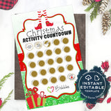 Editable Elf Advent Calendar Scratch Off, Personalized Elf Activity Calendar Printable Countdown to Christmas Advent Calendar INSTANT ACCESS
