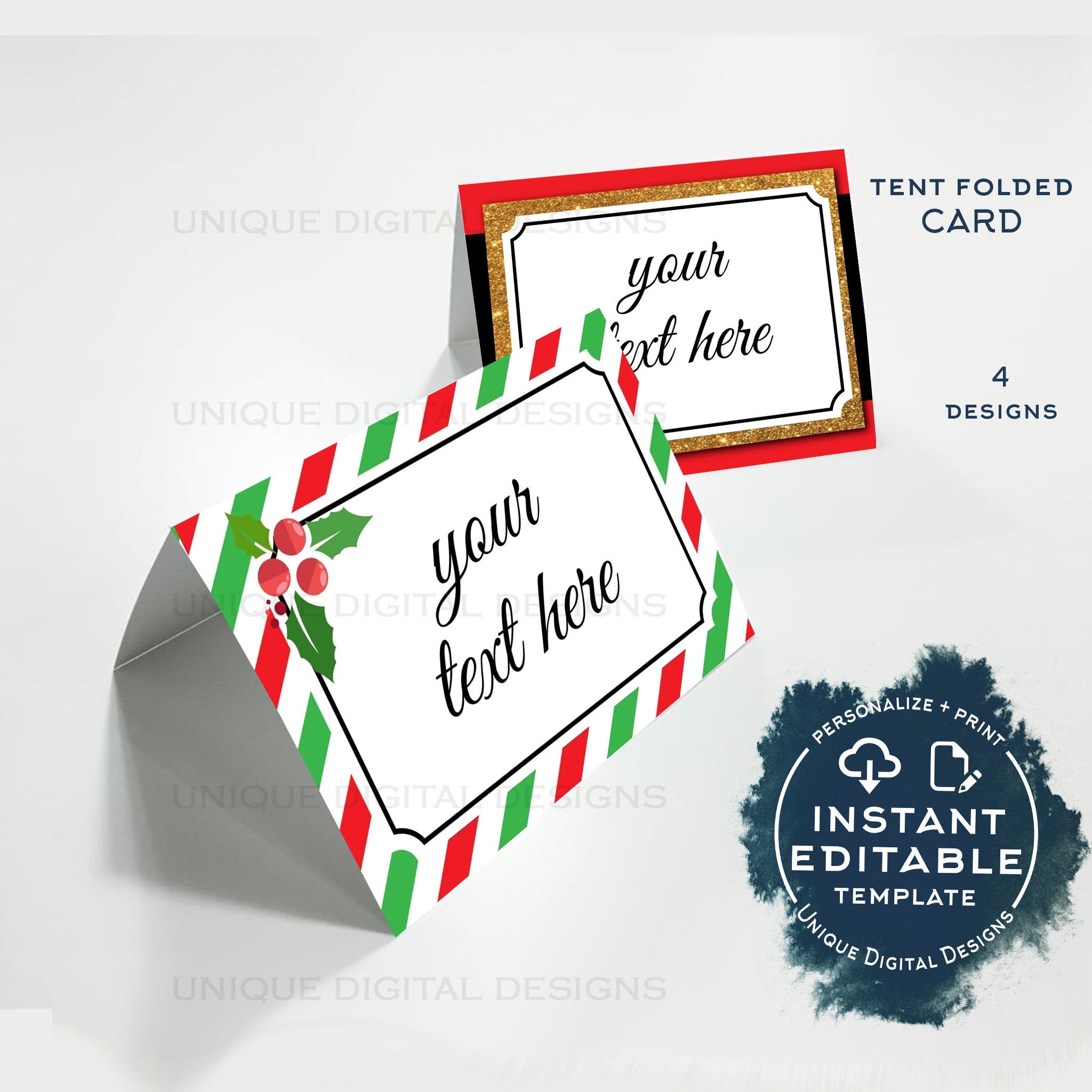 Editable Christmas Food Labels, Food Tent Card Party Decorations, Holi
