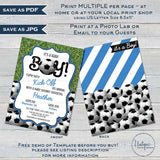 Editable Soccer Baby Shower Invitation, Kick Off Baby Boy Invite, Team Soccer Theme, Printable Thank You Diaper Raffle Books INSTANT ACCESS
