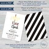 Editable New Years Eve Invitation, Pop Fizz Clink Have a Drink New Years Party, Adult Party, Printable Sparkler Template INSTANT ACCESS 2020