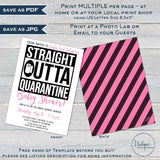 Straight Outta Quarantine Baby Shower Party Invitation, Editable Baby Boy End of Social Distance Invite, Girls Out of Quarantine INSTANT