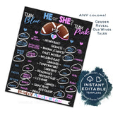 Editable Football Gender Reveal Party, Old Wives Tales Sign, Cast Your Vote Touchdown Football Chalkboard Personalized Digital Printable diy