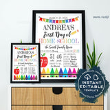 Editable First Day of Home School Sign, 1st Day of Homeschool Poster, Personalized UTCR