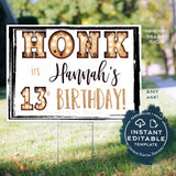 Honk Birthday Yard Sign, Editable Quarantine Parade Drive By Poster, Marquee