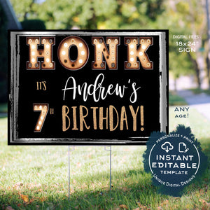 Honk Birthday Yard Sign, Editable Quarantine Parade Drive By Poster, Marquee