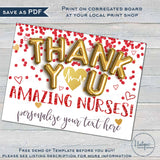 Nurse Thank You Yard Sign, Editable Nurse Appreciation Week Poster