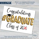 Graduation Yard Sign, Editable Congratulations #Graduate Poster - Class of Any Year