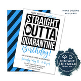 Straight Outta Quarantine Birthday Party Invitation, Editable End of Social Distance Invite, Out of Quarantine Kids Party Digital INSTANT