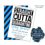Straight Outta Quarantine Baby Shower Party Invitation, Editable Baby Boy End of Social Distance Invite, Girls Out of Quarantine INSTANT