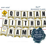 Quarantine First Birthday Banner, Editable Quarantine One Year Photo Bunting Flags