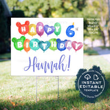 Personalized Happy Birthday Yard Sign, Balloons, Any Age