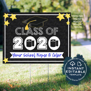 Class of 2020 Graduation Yard Sign Personalized Printable Toilet Paper