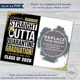 Straight Outta Quarantine Graduation Yard Sign, Editable Class of 2020 with Photo