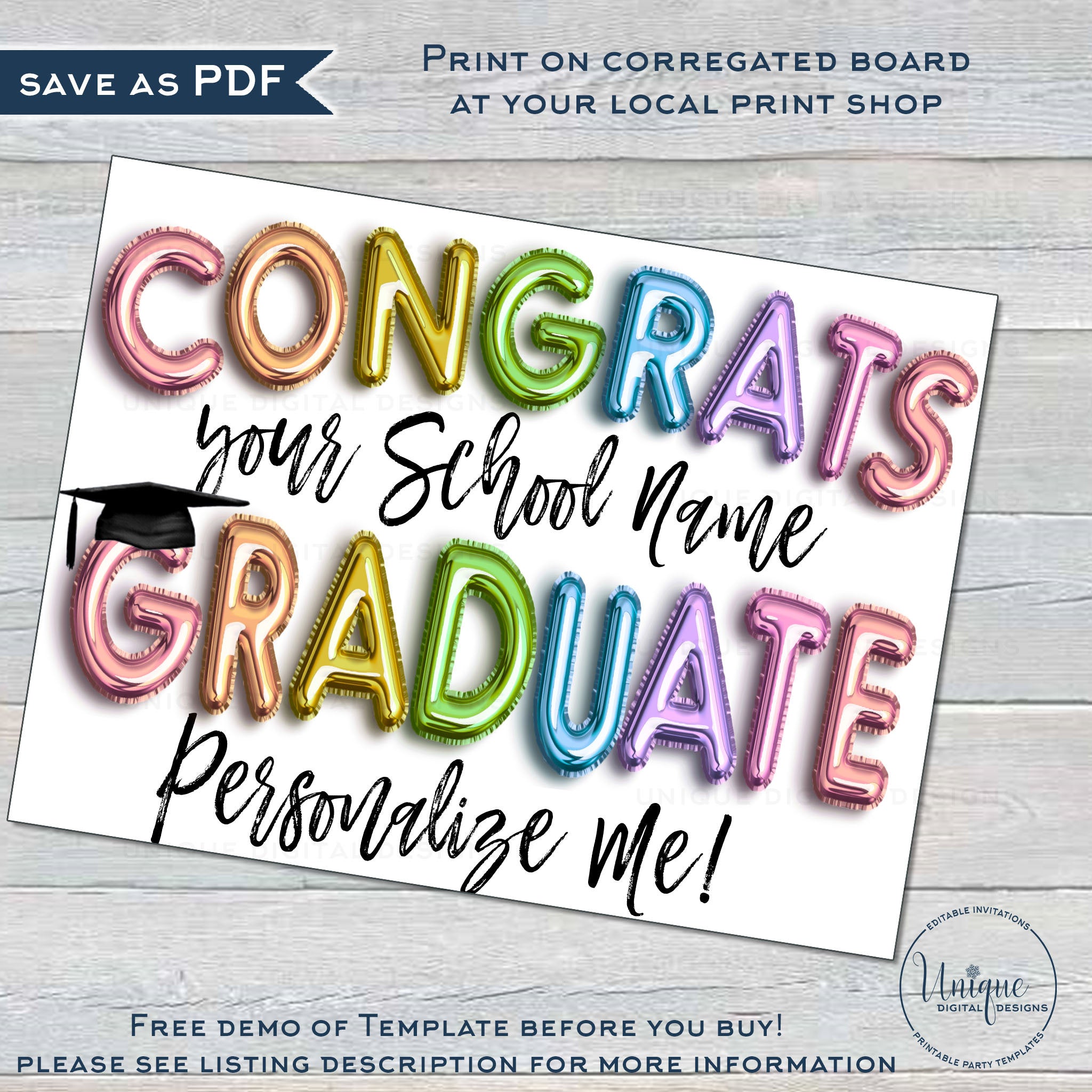 Congrats Grad Sign Personalized Personalized Congrats Graduation Yard Sign, Editable Graduation Parade