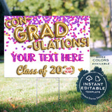 Graduation Yard Sign, Editable Congradulations Drive by Poster