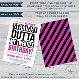 Straight Outta My Twenties Birthday Party Invitation, Editable 30th Birthday Invite