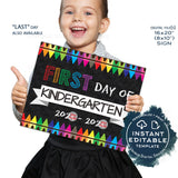 Editable First day of School Sign, Back to School Sign, 1st day of Kindergarten Board Chalkboard Crayon Digital Printable INSTANT 16x20,8x10