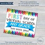 Editable First Day of Home School Sign, Virtual School Poster, Quarantined Distanced School