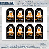 Editable Halloween Treat Tags, 2020 is Boo Sheet Personalized Halloween Tags Printable