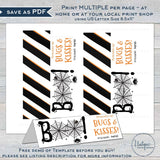 Editable Halloween Favor Tags, Bugs and Kisses Personalized Halloween Tags Trick or Treat