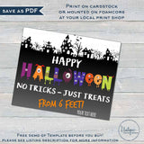 Editable Halloween Yard Sign, Trick or Treat Self Serve Station Social Distance from 6 feet