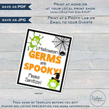 Editable Halloween Favor Tags, Germs are Spooky Personalized Quarantine Halloween Tags